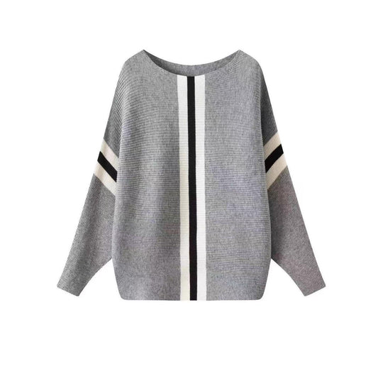 Damen Grobstrickpullover mit modernen Streifen R&B