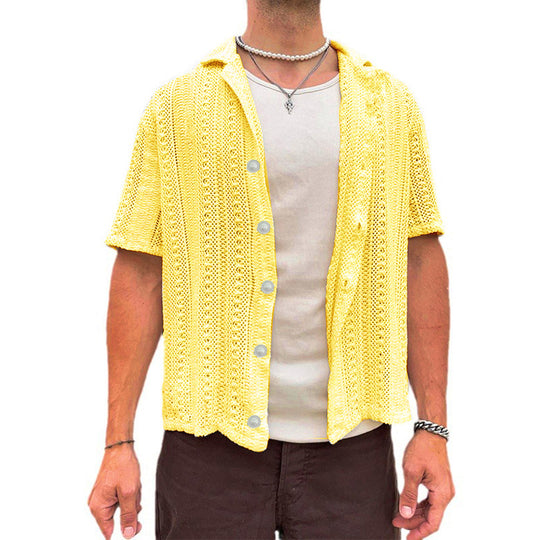 Herren Kurzarm Strickhemd R&B