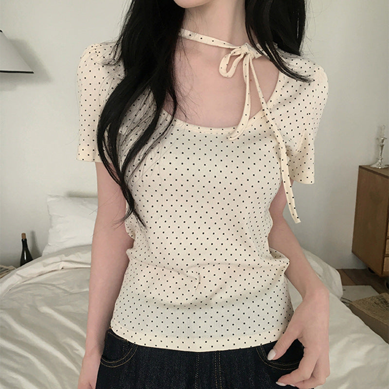 Damen Polka Dot Bluse R&B