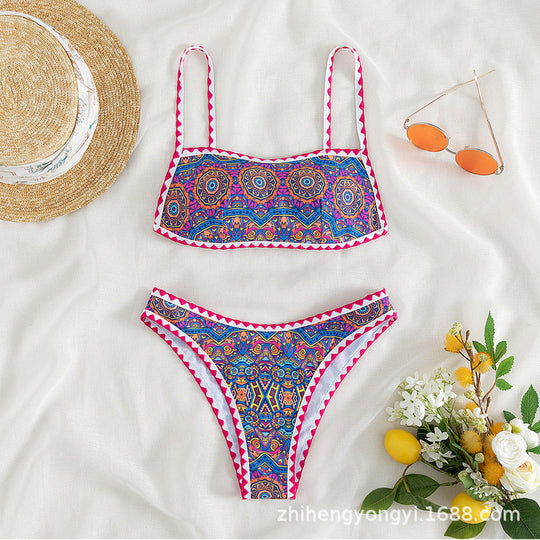 Damen Bandeau-Bikini mit trendy ethnic-muster R&B
