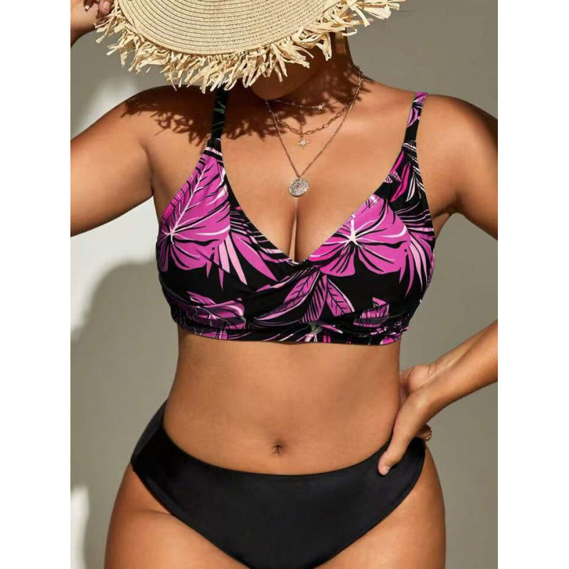 Damen Bikini-Top mit tiefem V-Ausschnitt und floralem Design R&B