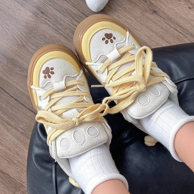 Damen Sneakers mit süßem Pfotenmotiv und atmungsaktivem Mesh-Obermaterial R&B