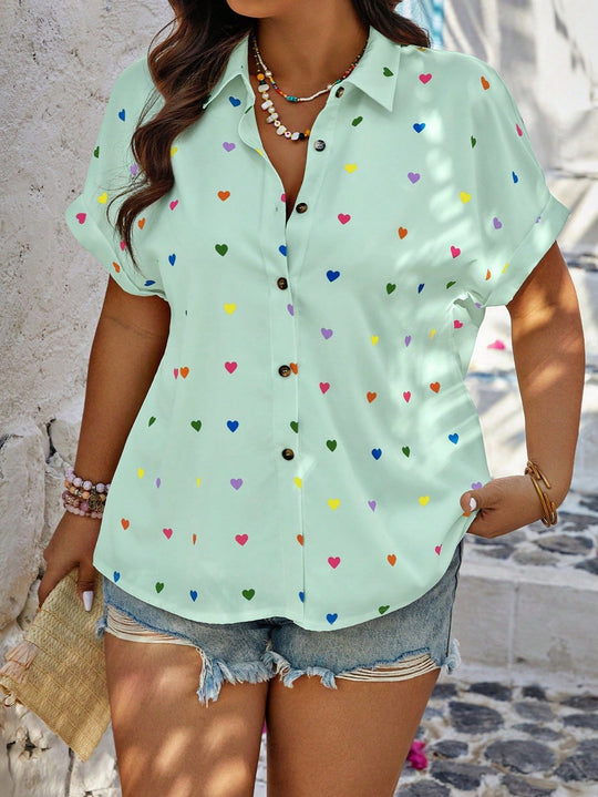 Damen Bluse mit buntem Herzmotiv R&B