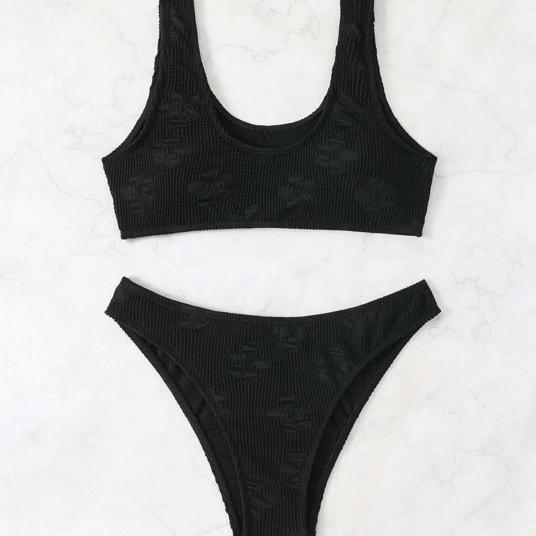 Damen Bikini-Set mit strukturierter Oberfläche und tiefem Halsausschnitt R&B