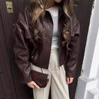 Damen cropped jacke mit robustem Kragen und praktischen Taschen R&B