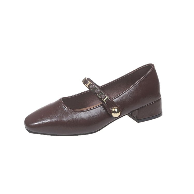 Damen elegante Mary Jane Ballerinas mit dekorativem Riemen R&B