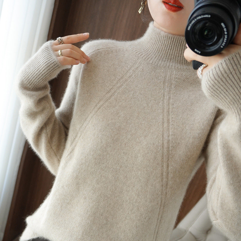 Damen kuscheliger Rollkragenpullover aus feinem Material mit lässigem Schnitt R&B