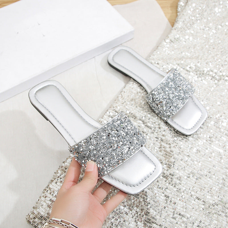 Damen Glitzernde Riemchen-Pantoletten R&B