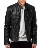 Herren Robuste Leder Bikerjacke