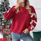 Damen Sweatshirt mit Rüschen und Schleifen R&B