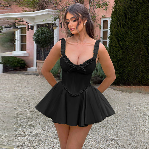 Damen Off-Shoulder Kleid mit raffinierten Rüschendetails R&B
