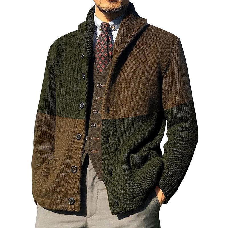 Herren Elegante Strickjacke mit hochgeschlossenem Kragen und Knopfdetails R&B