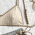 Damen Triangel-Bikini mit gestreiften BindR&Bändern R&B