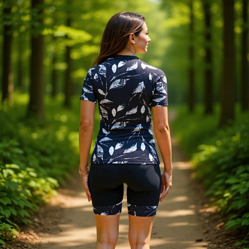Damen Sportlicher Kurzarm Schwimmanzug mit floralem Muster R&B