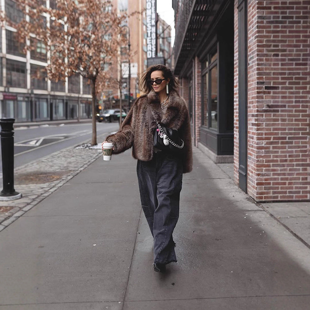 Damen Oversized Felljacke R&B