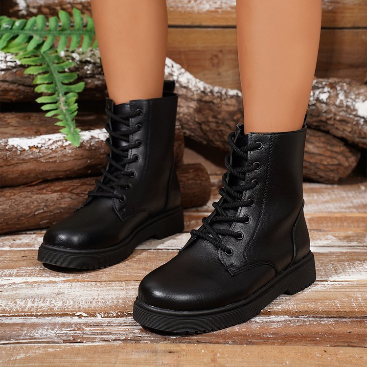 Damen robuste Schnürstiefel mit modischem Design und rutschfester Profilsohle R&B