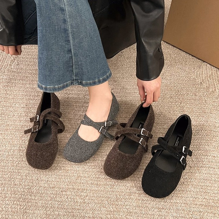 Damen Komfortable Ballerinas mit modischem Riemchenverschluss R&B