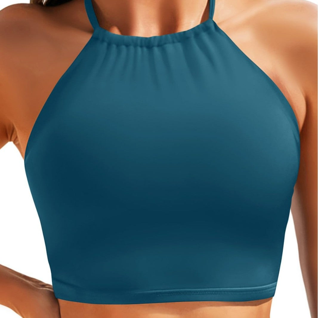 Damen Sportliches Bikini-Oberteil mit Halterneck-Design R&B