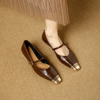 Damen Ballerinas mit elegantem Riemen und stilvollem Blockabsatz
