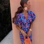 Damen Elegantes Kleid mit Puffärmeln und raffiniertem Schnitt R&B