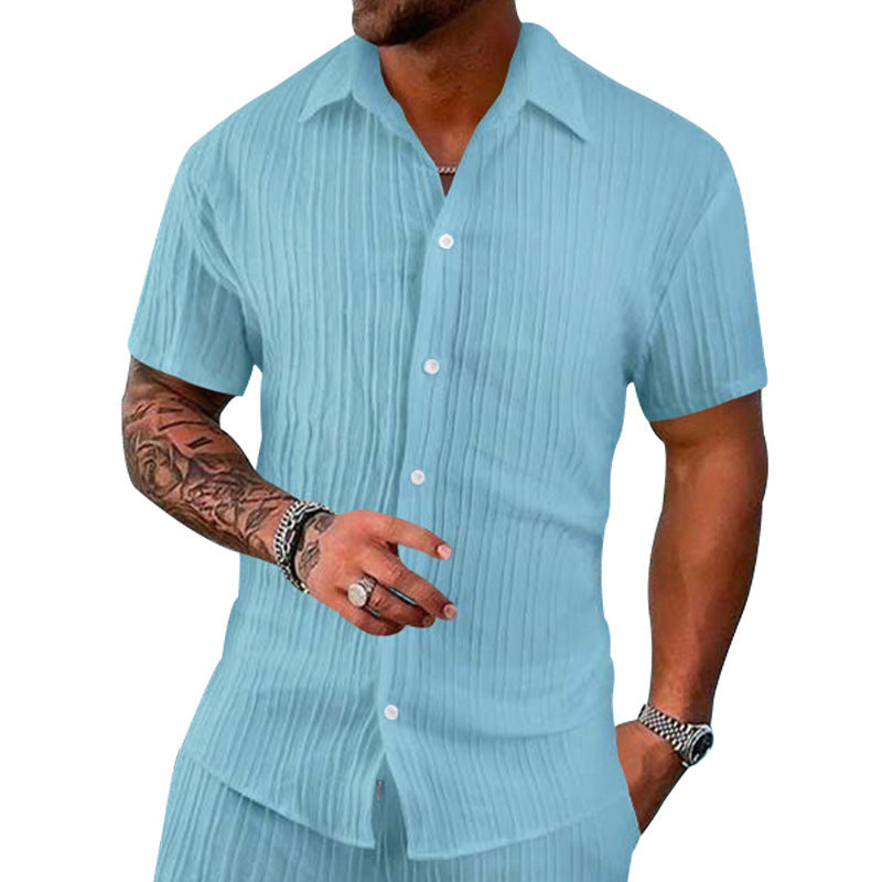 Herren Kurzarm-Hemd mit strukturiertem Design und modernen Knopfdetails R&B