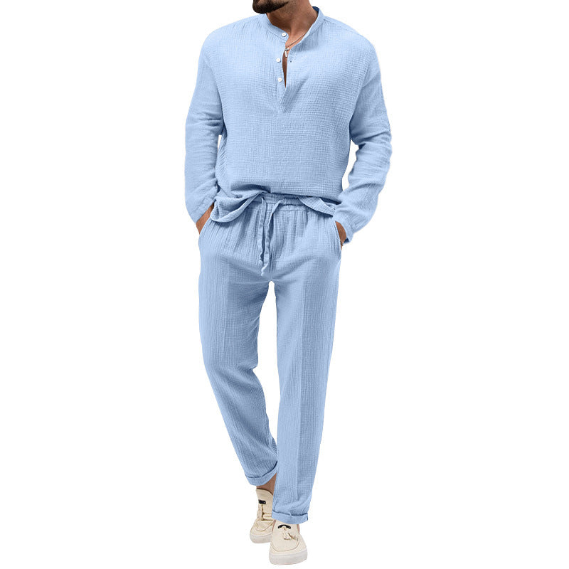 Herren Freizeit-Set aus atmungsaktivem Material mit Knopfleiste und elastischem Bund R&B