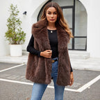 Damen Kunstfellweste mit elegantem Schnitt und voluminösem Kragen R&B