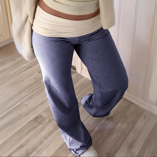 Damen Hochtaillierte Maxi-Hosen im Streifenlook R&B