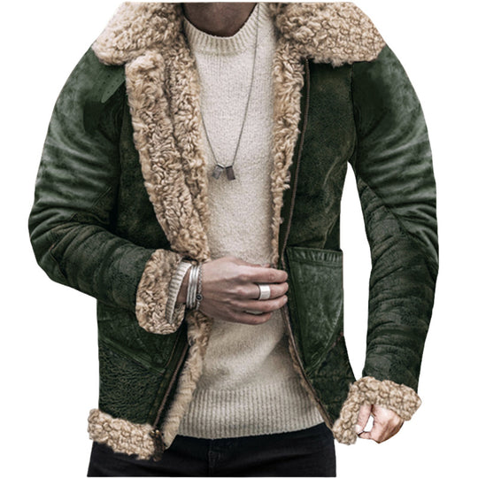 Herren Teddy-Lederjacke mit warmem Innenfutter R&B