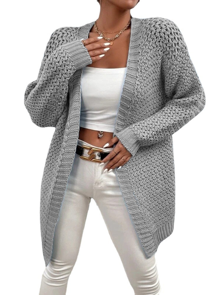 Damen Strickjacke mit offenem Schnitt und luxuriösem Texturmuster R&B