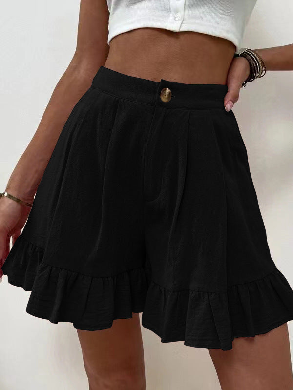 Damen Volant-Shorts mit elastischem Bund und seitlichen Taschen R&B
