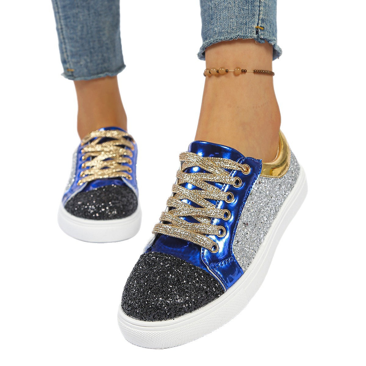 Damen Glitzernde Sneakers mit metallic Akzenten und komfortabler Sohle R&B