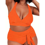 Damen Zweiteiliges Badeoutfit mit lässigem Wickelrock R&B