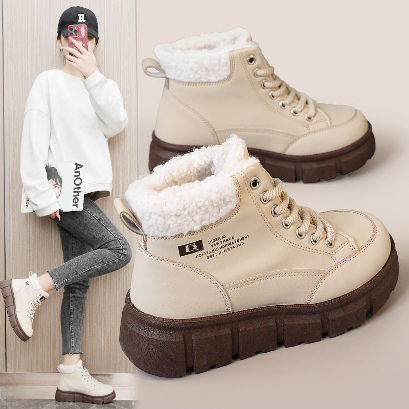 Damen Hohe Stiefel mit flauschigem Innenfutter und rutschfester Sohle R&B
