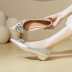 Damen elegante Ballerinas mit funkelndem Schmuckelement