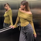 Damen Off-Shoulder Oberteil mit zarten Rüschendetails R&B