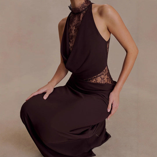 Damen Elegantes Bodenkonturen-Kleid mit exquisiter Spitzeneinlage R&B