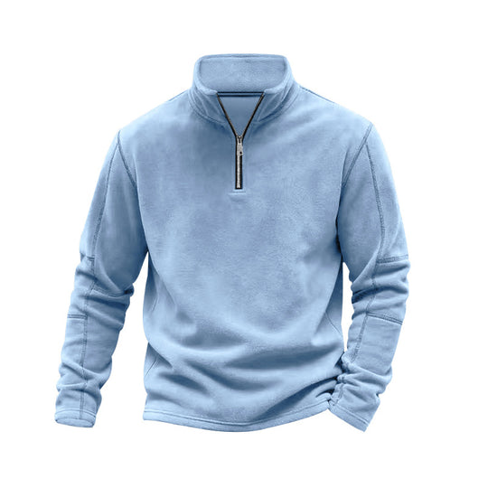 Herren nan leichter Fleece-Pullover mit halbem Reißverschluss und Stehkragen R&B