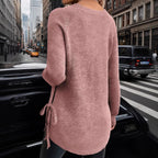 Damen lässiger Pullover mit seitlichen BindR&Bändern R&B