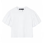 Damen modisches Crop-Top mit voluminösen Puffärmeln R&B