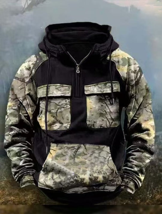 Herren Camouflage Funktionskapuzenpullover R&B