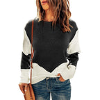 Damen modischer Pullover mit geometrischem Strickmuster R&B