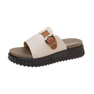 Damen Komfortable Plateau-Sandalen mit modischer Schnallen-Applikation R&B