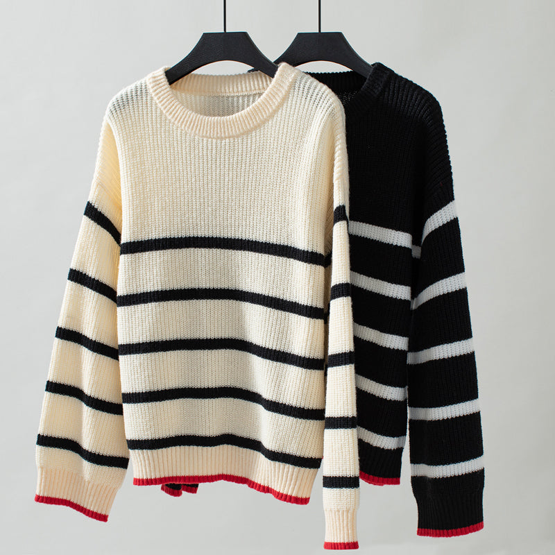R&B | Gestreifter Strickpullover Mit Weichem Material