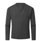 Herren Strickjacke mit V-Ausschnitt und knopflosem Design R&B