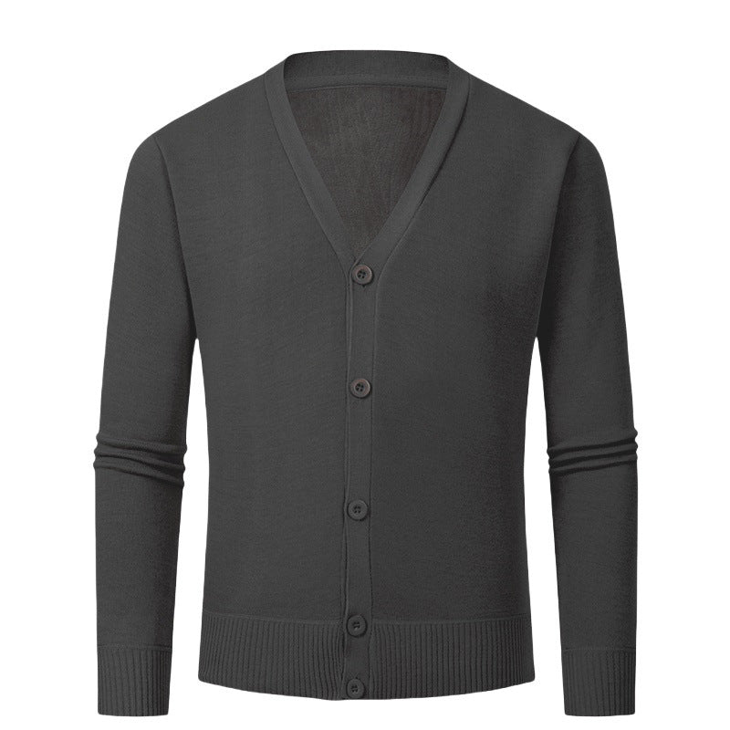 Herren Strickjacke mit V-Ausschnitt und knopflosem Design R&B