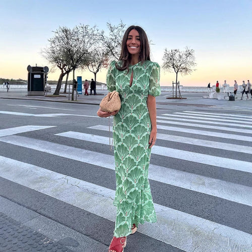 Damen Maxikleid mit frischem Blumendesign und lässigem Schnitt R&B