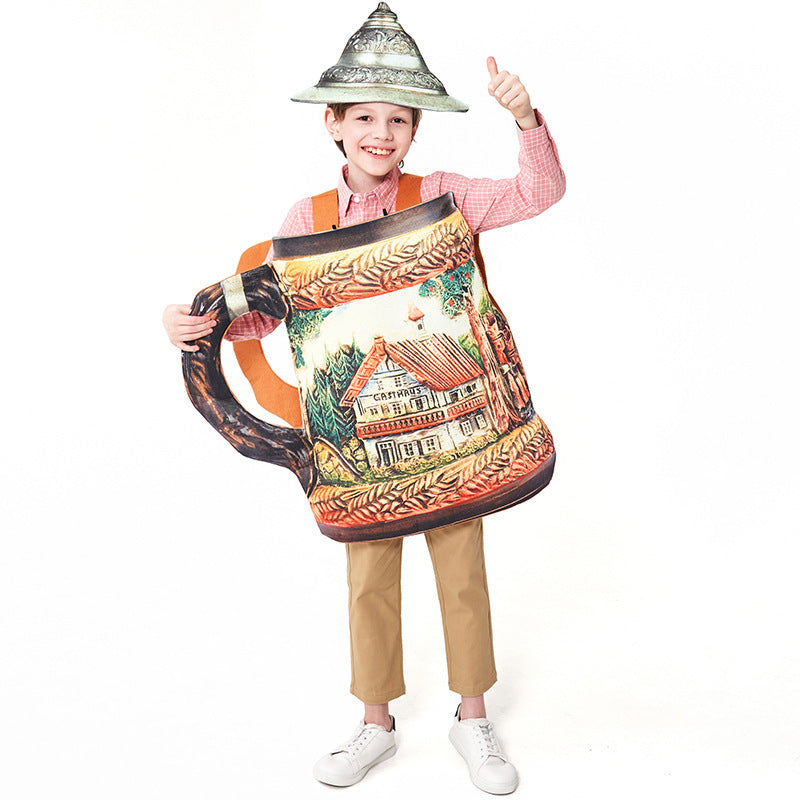 Unisex nan traditioneller keramischer Bierkrug mit Zinndeckel und handbemaltem Reliefmotiv R&B
