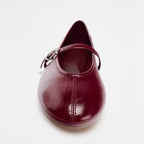 Damen Ballerinas mit verstellbarem Riemen und glänzendem Obermaterial R&B
