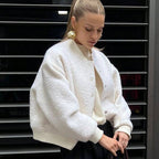 Damen kuschelige Fleece-Jacke im lässigen Stil mit praktischen Taschen